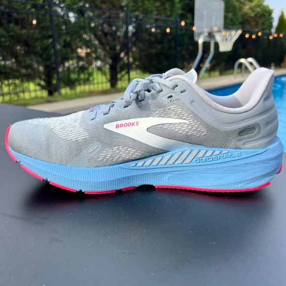 Brooks Women’s Launch GTS 9 Grey Blue Pink Supportive Running Shoe - Picture 3 of 14